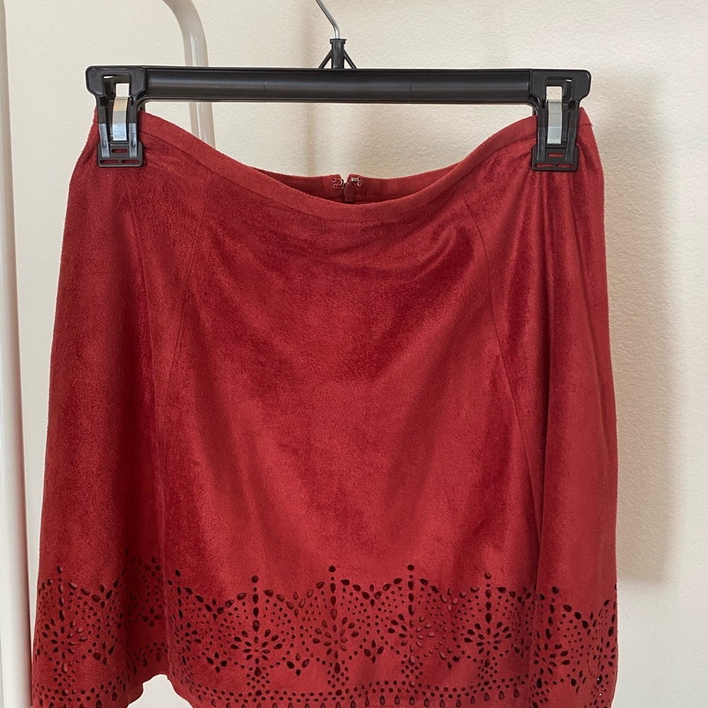 Express Red Mini Skirt with Cutout Design